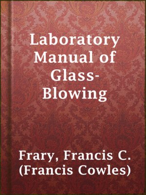 cover image of Laboratory Manual of Glass-Blowing